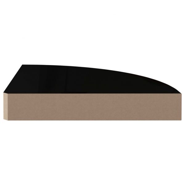 323889 Floating Corner Shelf High Gloss Black 25x25x3,8 cm MDF