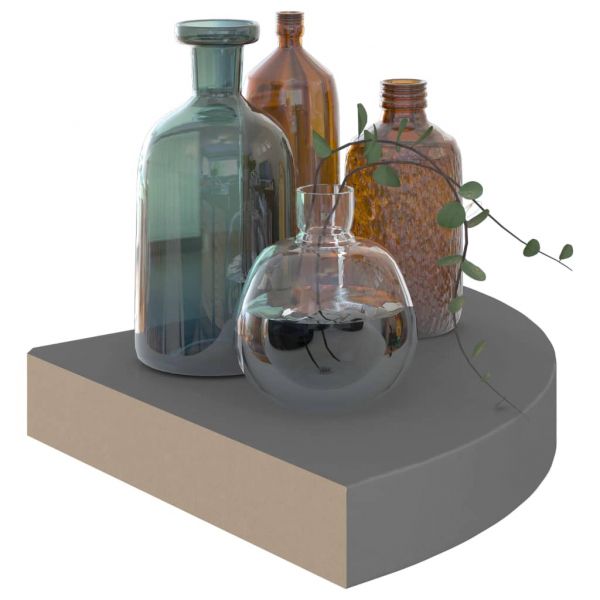 Окачени ъглови рафтове, 2 бр, сив гланц, 25x25x3,8 см, МДФ