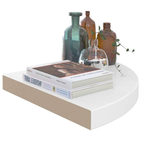 323907 Floating Corner Shelf High Gloss White 35x35x3,8 cm MDF