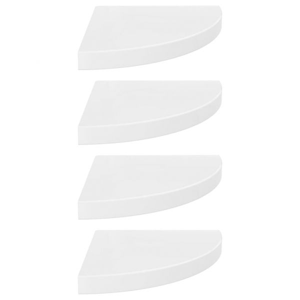 323909 Floating Corner Shelves 4 pcs High Gloss White 35x35x3,8 cm MDF