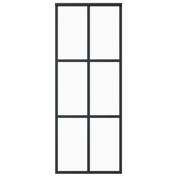Плъзгаща врата, ESG стъкло и алуминий, 76x205 см, черна