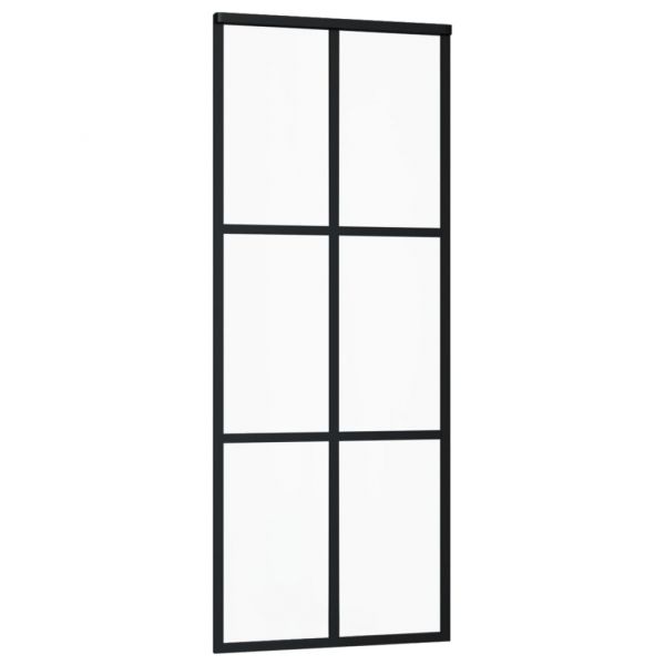 Плъзгаща врата, ESG стъкло и алуминий, 76x205 см, черна