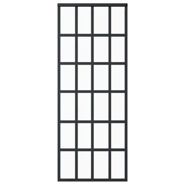 Плъзгаща врата, ESG стъкло и алуминий, 76x205 см, черна