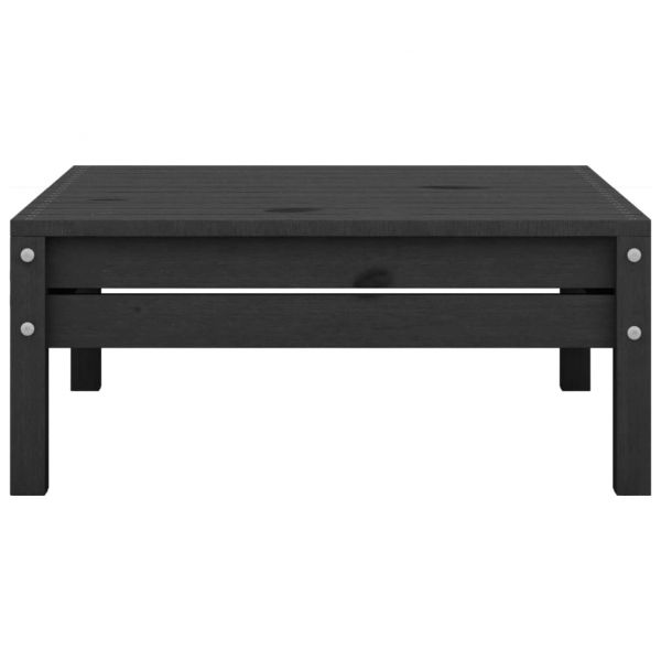 Градински лаундж комплект, 4 части, черен, бор масив