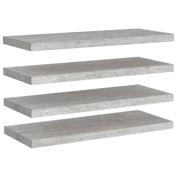 Окачени стенни рафтове, 4 бр, бетонно сиви, 80x23,5x3,8 см, МДФ