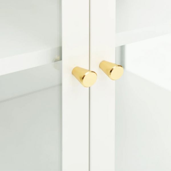 Бюфет, бял, 70x35x70 см, стомана и стъкло