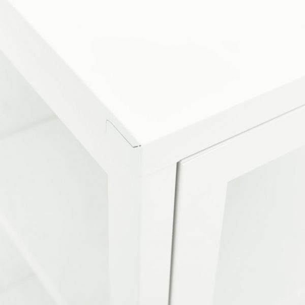 Бюфет, бял, 70x35x70 см, стомана и стъкло