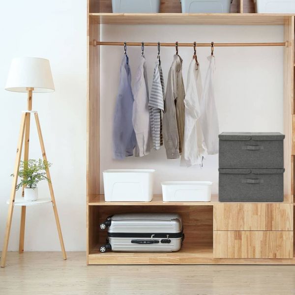 Кутии за съхранение, 2 бр, текстил, 50x30x25 см, антрацит