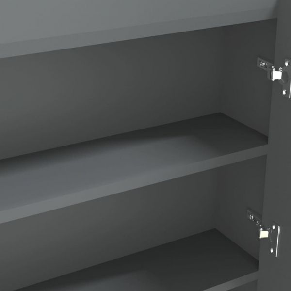 Шкаф с огледало за баня, 80x15x60 см, МДФ, сиво