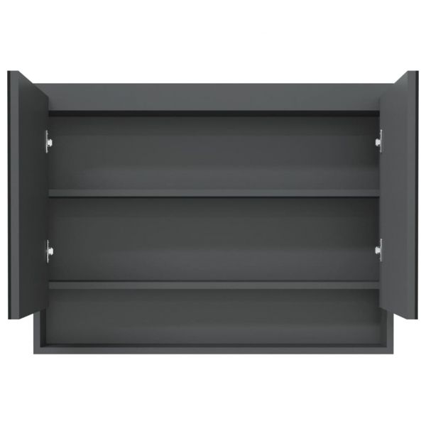 Шкаф с огледало за баня, 80x15x60 см, МДФ, сиво