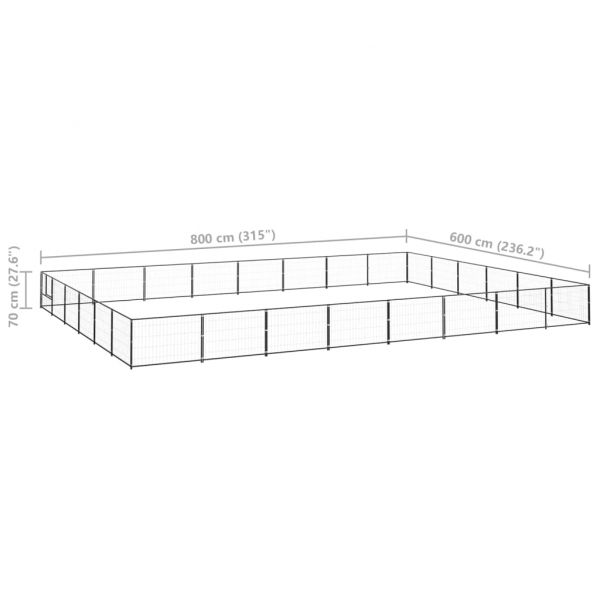 Клетка за кучета, черна, 48 м², стомана