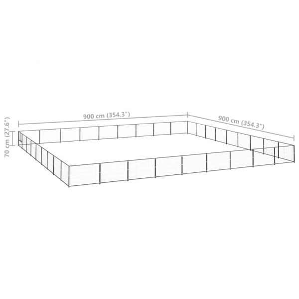 Клетка за кучета, черна, 81 м², стомана