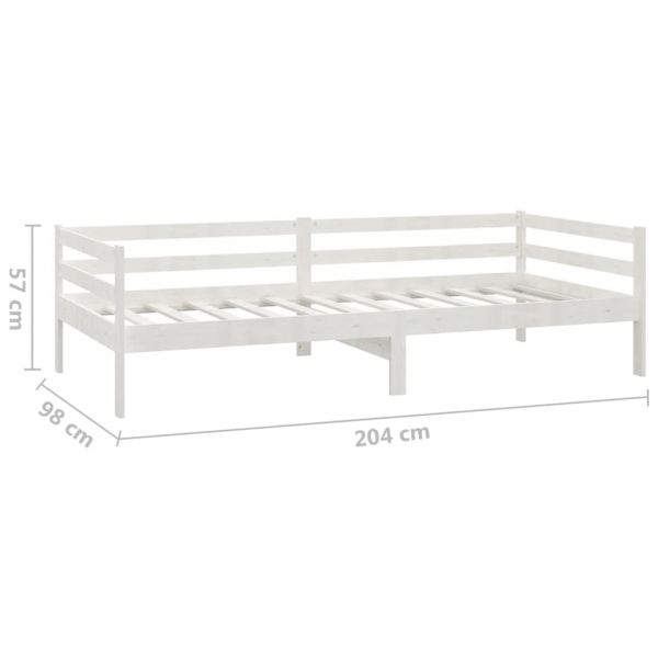 Дневно легло с матрак, 90x200 см, бяло, борово дърво масив