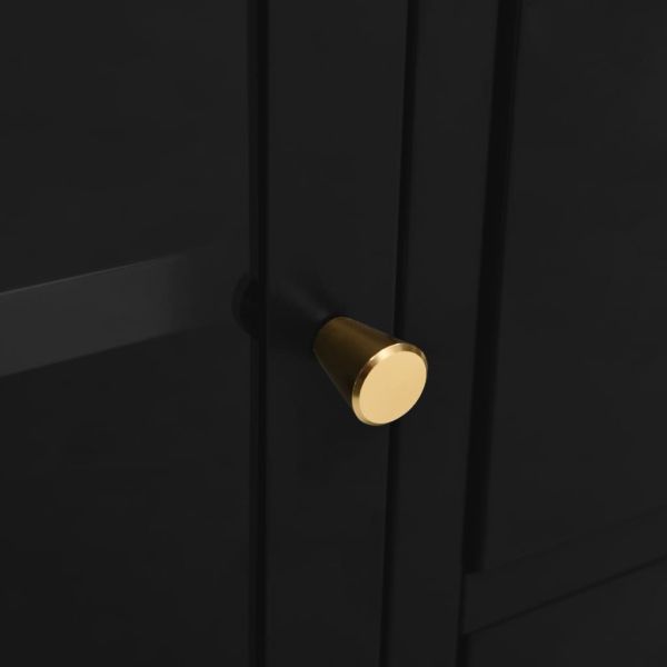 Бюфет, черен, 75x35x70 см, стомана и закалено стъкло