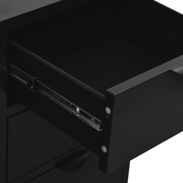 Бюфет, черен, 75x35x70 см, стомана и закалено стъкло