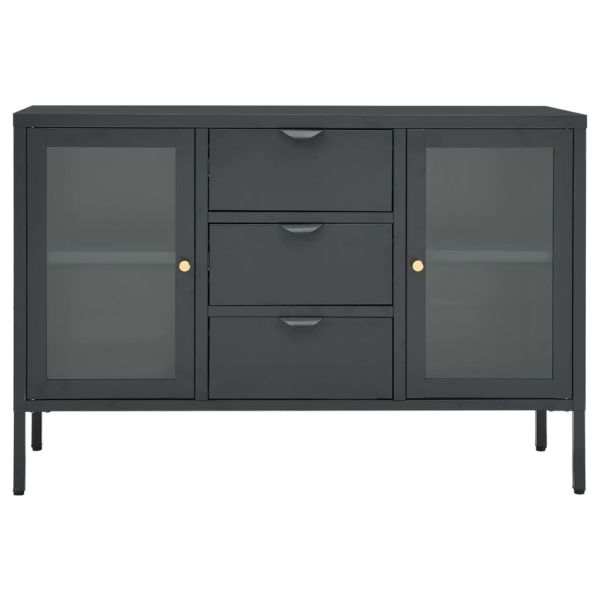 Бюфет, антрацит, 105x35x70 см, стомана и закалено стъкло