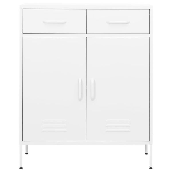 Шкаф за съхранение, бял, 80х35х101,5 см, стомана