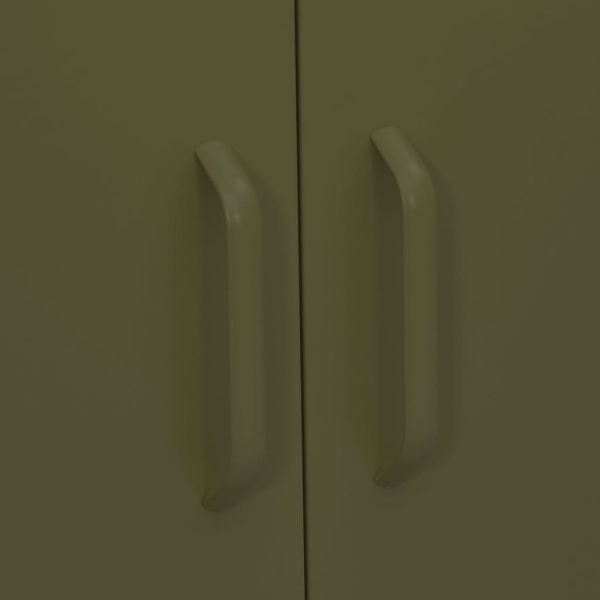 Шкаф за съхранение, маслиненозелен, 80х35х101,5 см, стомана