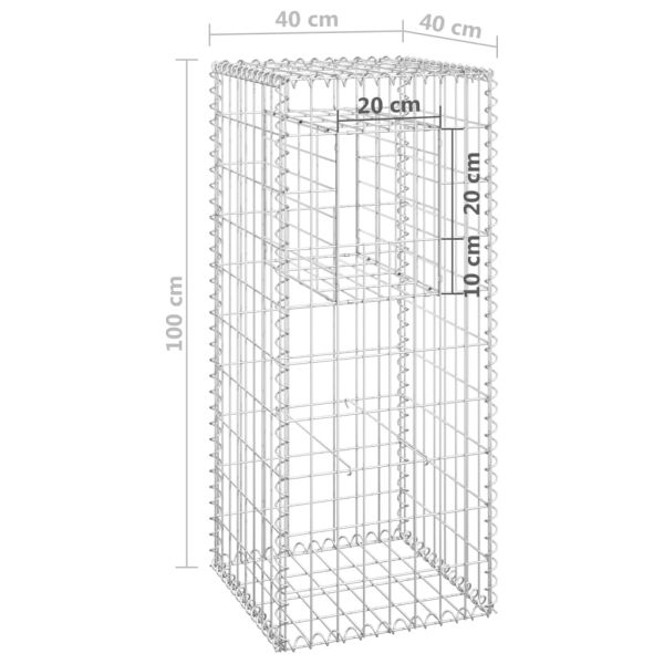 Габионна кошница стълб, 2 бр, 40x40x100 cм, желязо