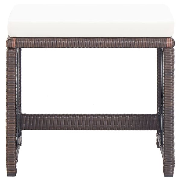 Градински табуретки с възглавници, 4 бр, полиратан, кафяви