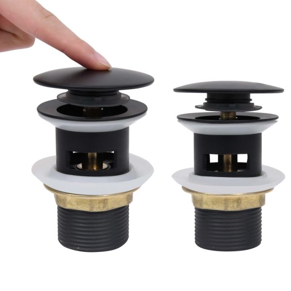 Сифон клик-клак с преливник, черен, 6,4x6,4x9,1 см