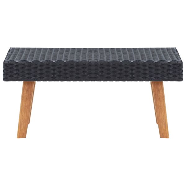 Градински комплект с възглавници, 4 части, черен полиратан