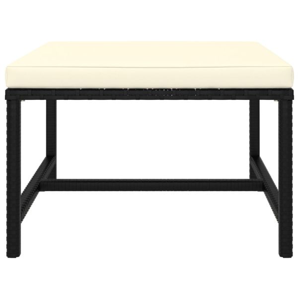 Градински комплект с възглавници, 8 части, черен полиратан