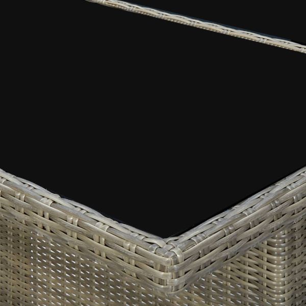 Градински трапезен комплект възглавници 9 части полиратан кафяв