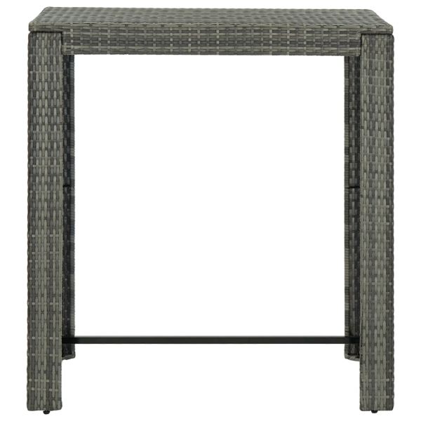 Бар комплект с възглавници за открито, 7 части, полиратан, сив