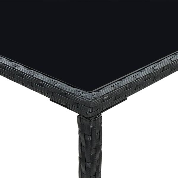 Градински бар комплект с възглавници, 5 части, черен полиратан