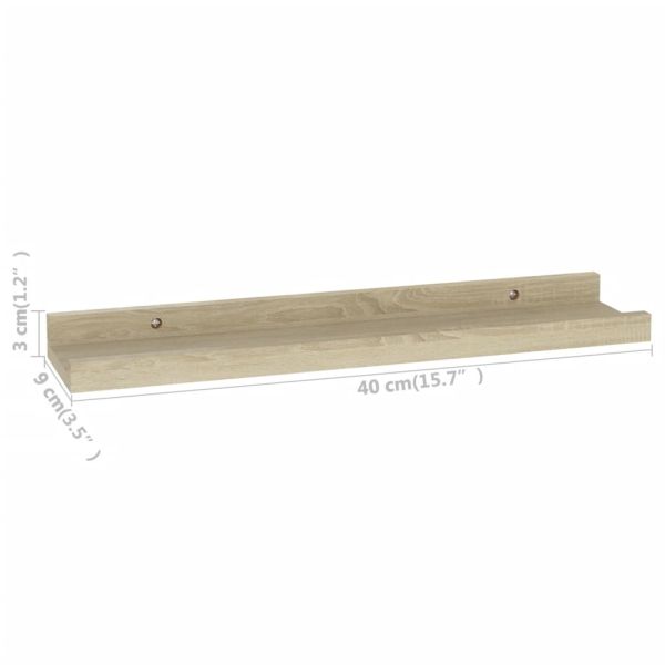 Стенни рафтове, 4 бр, сонома дъб, 40x9x3 см
