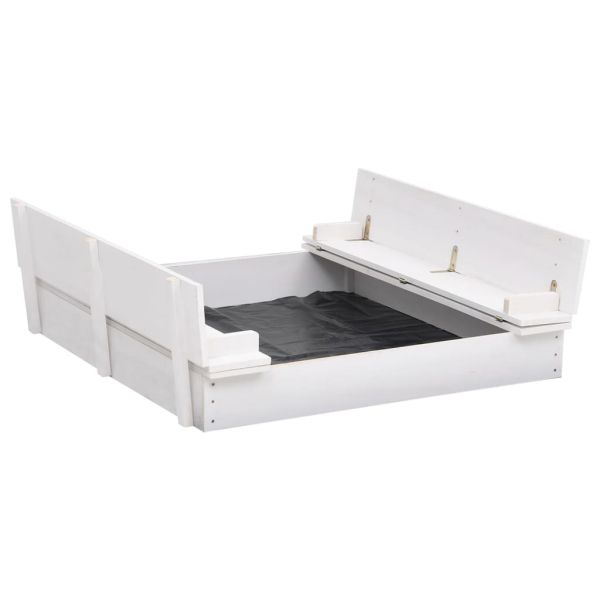 Пясъчник, чамова дървесина, бял, 95x90x15 см