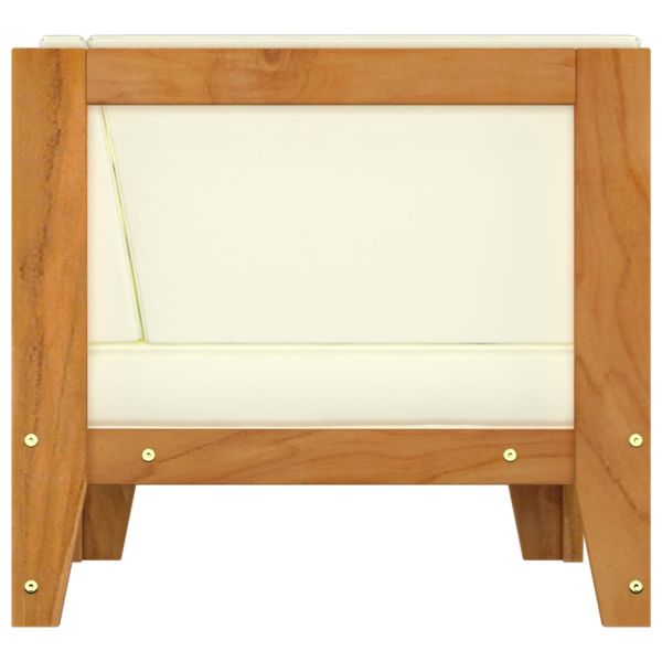 Модулен ъглов диван с кремавобели възглавници, акация масив