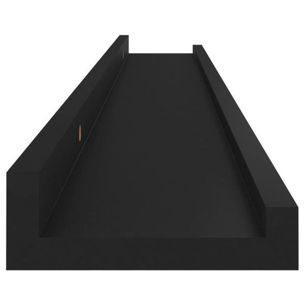 Стенни рафтове, 4 бр, черни, 80x9x3 см