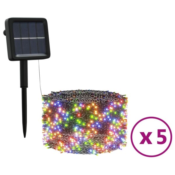 Соларни лампички 5 бр 5х200 LED многоцветни за закрито/открито