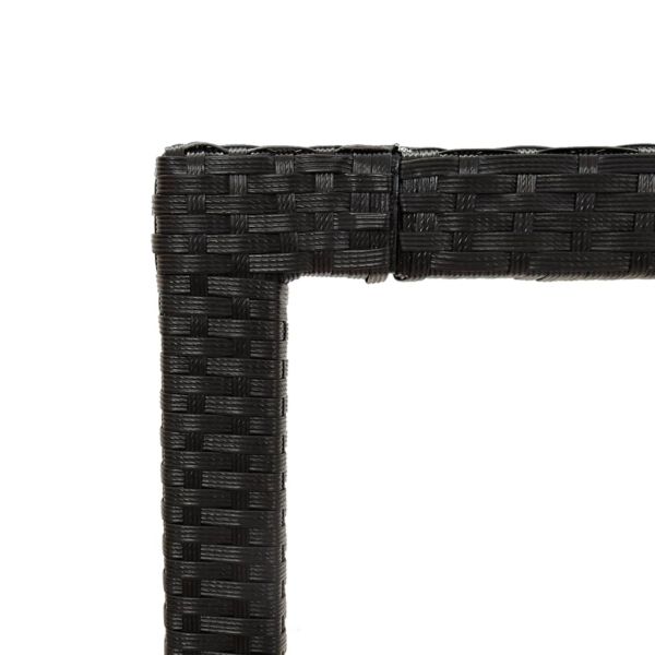 Градински комплект с възглавници, 5 части, черен полиратан