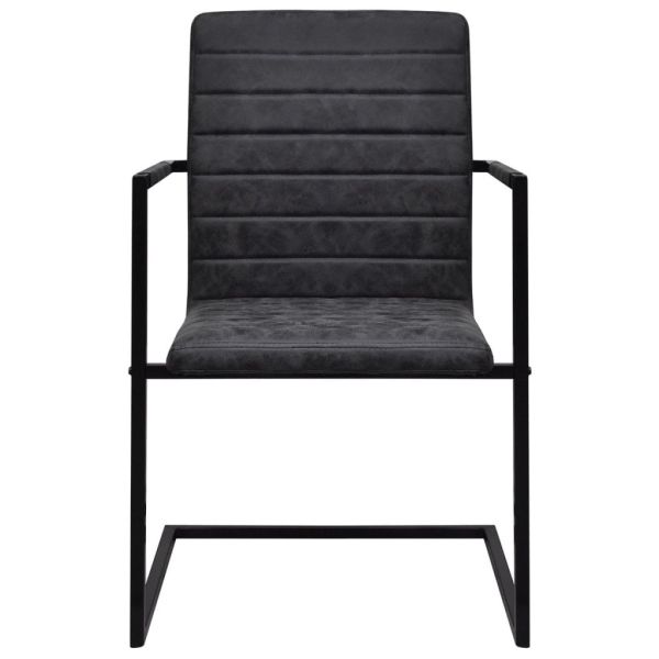 Конзолни трапезни столове, 2 бр, черни, изкуствена кожа