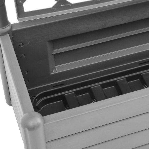 Градински сандък с пергола, 100x43x142 см, РР, сив камък