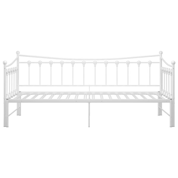 Рамка за легло, разтегателен диван, бяла, метал, 90x200 см