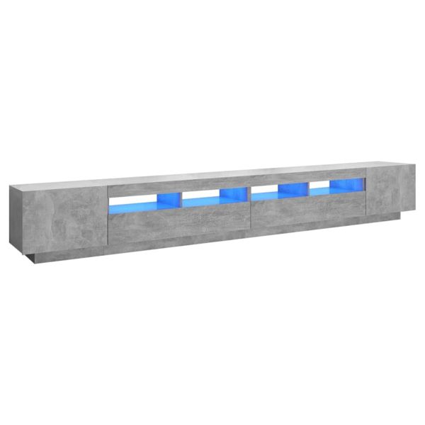 ТВ шкаф с LED осветление, бетонно сив, 300x35x40 см