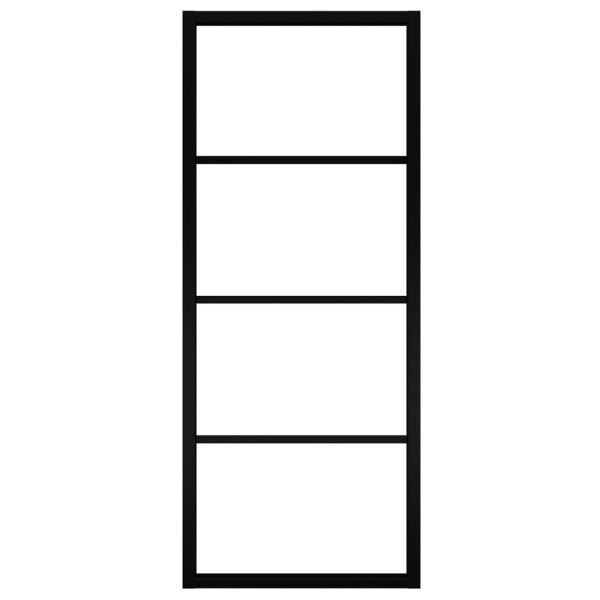 Плъзгаща врата алуминий и ESG стъкло 76x205 см черна