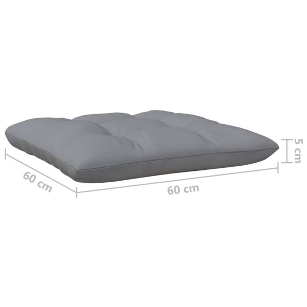 Градински лаундж комплект със сиви възглавници, 8 части, бор