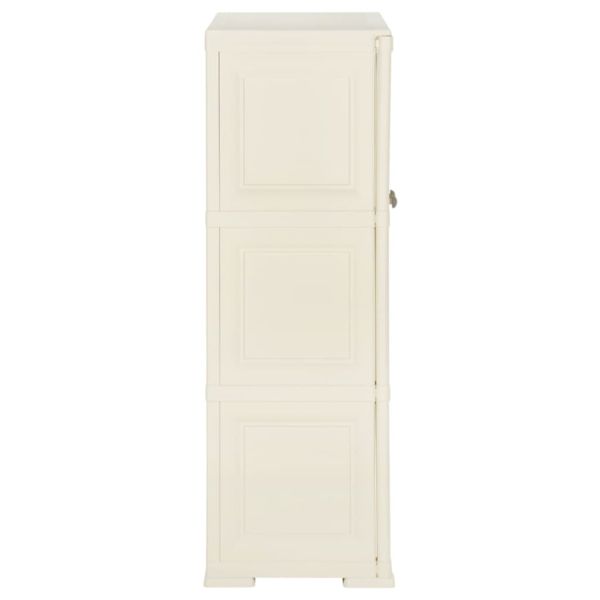 Пластмасов шкаф, 79x43x125 см, дървен дизайн, ванилов лед