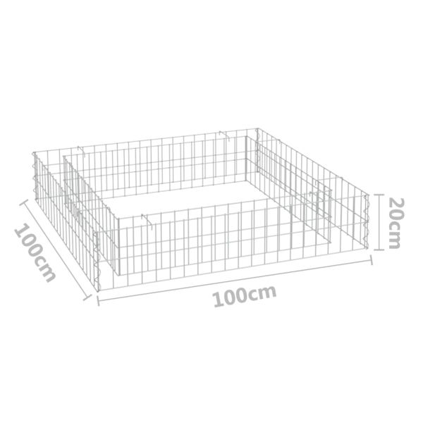 Габион повдигната леха, поцинкована стомана, 100x100x20 см