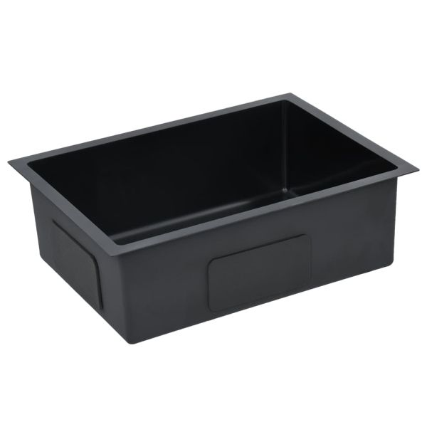 Ръчно изработена кухненска мивка, черна, неръждаема стомана