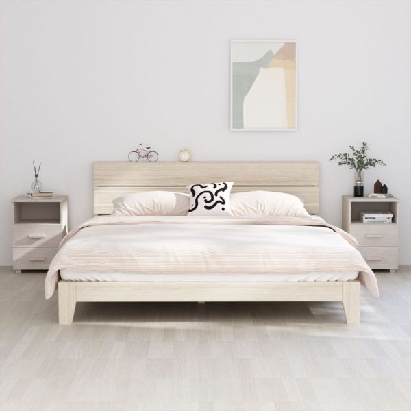 Нощни шкафчета HAMAR, 2 бр, бели, 40x35x62 см, бор масив