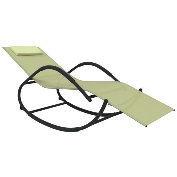 Люлеещи шезлонги, 2 бр, кремави, стомана и textilene