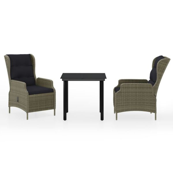 Градински трапезен комплект, 3 части, кафяв