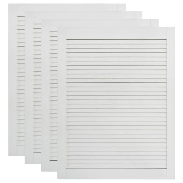 Врати за шкафове с решетен дизайн 4 бр бял 69x49,4 см бор масив