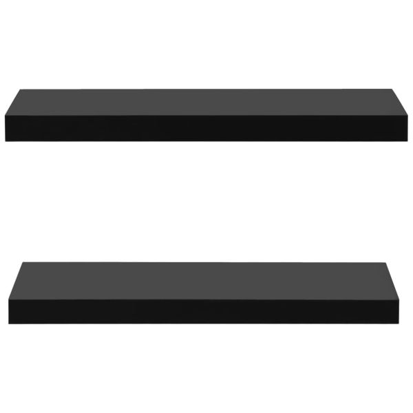 Окачени стенни рафтове, 2 бр, черни, 60x20x3,8 см